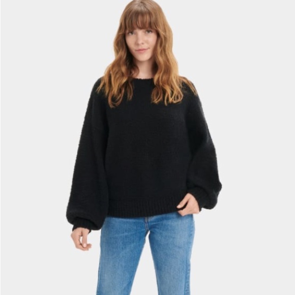 UGG Paden Sherpa Fluffy Knit Black Sweater